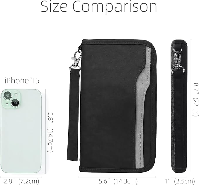 ZOPPEN Passport Holder Family RFID Passport Wallet, Passport Holder Women/Men, Travel Wallet Documents Organizer Zipper Case with Removable Wristlet Strap, Travel Essentials for Flying