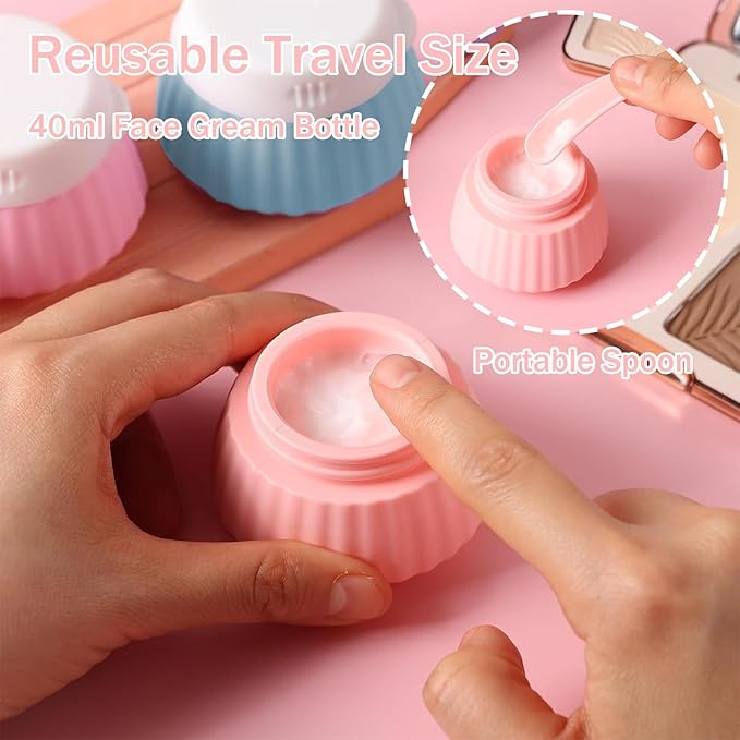 4 Pack Travel Size Bottles, Leak Proof Refillable Silicone Travel Bottles for Toiletries with 4 Scoops, Labels and Clear Bag, Suitable for Shampoo, Conditioner, and Skincare Products (D)