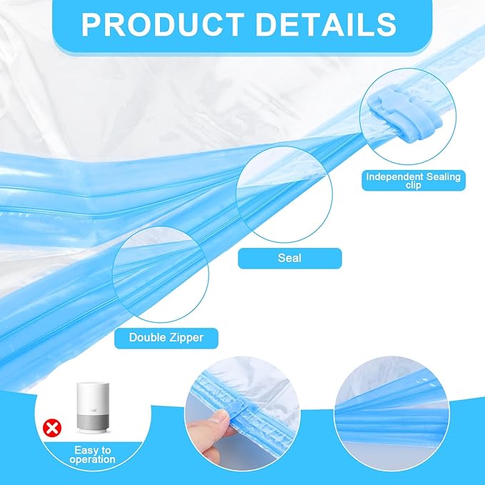 Travel Compression Bags, Roll-Up Space Saver Bags Vacuum Storage Bags 47x35cm/18.5x13.7in for Luggage Backpack Suitcase Packing Organizers(3PCS)