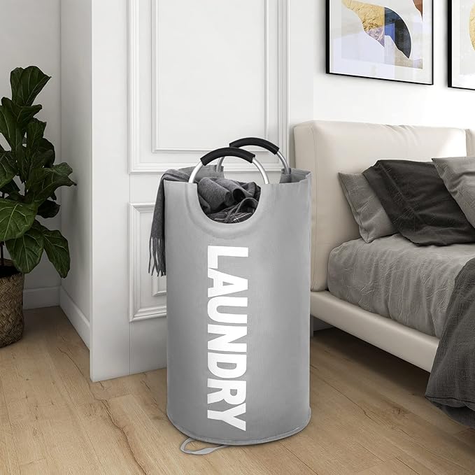 ZEROJETLAG 115L X-Large Laundry Basket Collapsible Hamper with Handles, Waterproof Fabric Dirty Clothes Basket, Tall Foldable Freestanding Bin Laundry Hamper for Dorm, Bathroom & Bedroom (Light Gray)