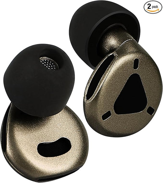 Ear Plugs for Sleeping, Reusable Hearing Protection for Sleep,Work,Focus,Travel, Adjustable Passive Earplugs for Concerts & Festivals, Dark Gold