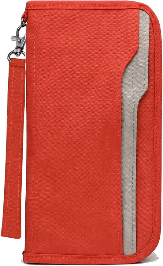 ZOPPEN Passport Holder Family RFID Passport Wallet, Passport Holder Women/Men, Travel Wallet Documents Organizer Zipper Case with Removable Wristlet Strap, Travel Essentials for Flying