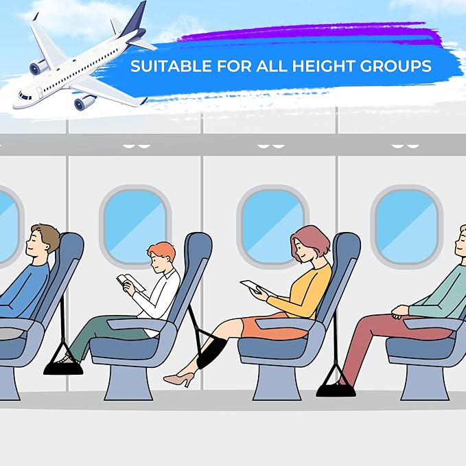 2-Pack No Collapse Airplane Foot Hammock, Foldable Bamboo Base Foot Hammock for Plane Travel with Interval Sponge, Portable Desk Foot Hammock, Airplane Travel Essentials