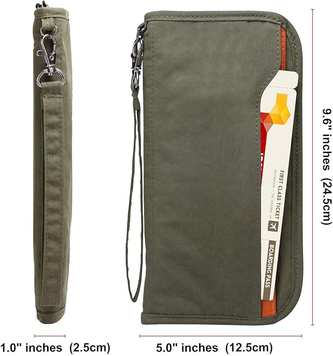 ZOPPEN Passport Holder Family RFID Passport Wallet, Passport Holder Women/Men, Travel Wallet Documents Organizer Zipper Case with Removable Wristlet Strap, Travel Essentials for Flying