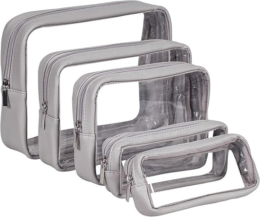 TSA Approved 5-Piece Diaper Bag Organizer Pouch Set Clear Waterproof TPU Kids Toiletry Storage Set Travel Packing Clutch Cube Bags for Baby Nursing