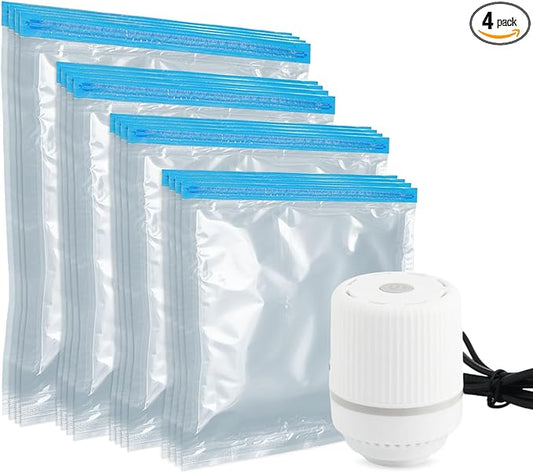 Vacuum Storage Bags with Electric Pump, Multi Size Space Saver Bags for Clothes, Comforters & Blankets, Compression Storage Bags with Airtight Seal, Reusable Travel Packing Bags (combo)