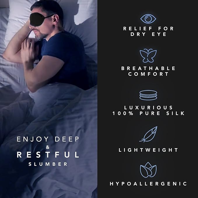 Silk Eye Mask Bundle with Pillow Spray - 100% Pure Mulberry Silk Sleeping Mask and Calming Pillow Mist (2 Items) Plus Foam Ear Plugs and Anti Snoring Nose Clip