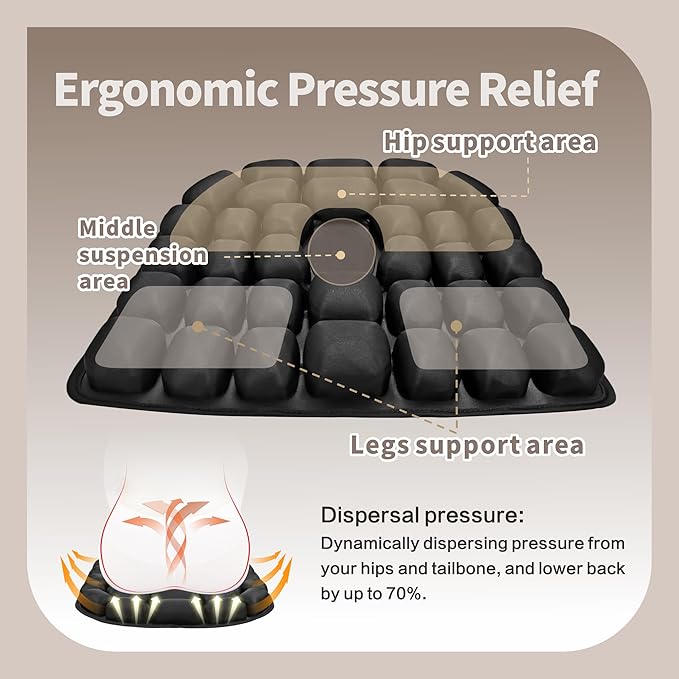 Inflatable Seat Cushion, Airplane Cushion Seat with Storage Bag, Travel Cushion for Airplane Seat, Seat Cushion for Flight, Wheelchair, Office Chair, Car