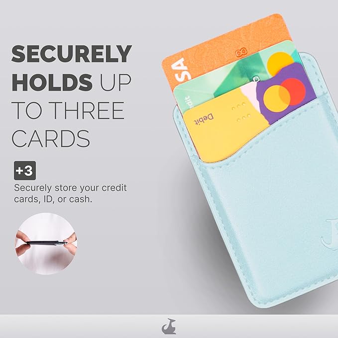 Wallaroo Premium Leather Cell Phone Wallet Stick On - Android and iPhone Wallet and Card Holder for Women and Men - Durable with Non-Slip Lining Secures Up to 3 Cards