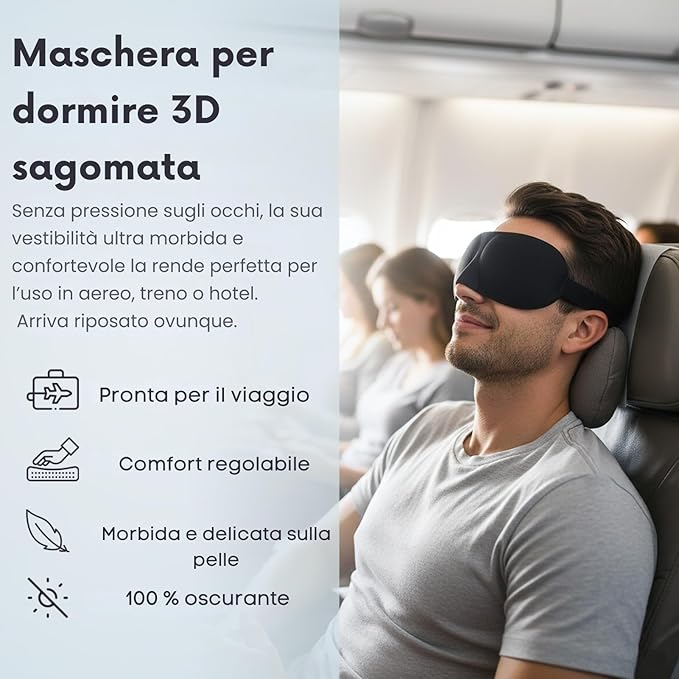 Proglobe Travel Neck Pillow 100% Memory Foam – Airplane & Car Travel Essentials Kit with 3D Eye Mask, Earplugs & Mesh Bag – Sleeping Support Pillow for Adults (Dark Grey)