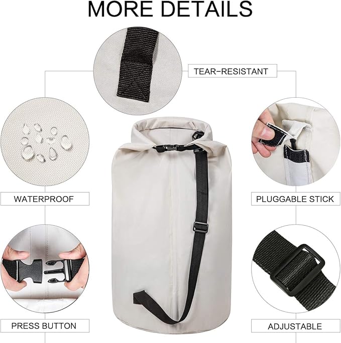 WOWLIVE Extra Large Foldable Laundry Bag Laundry Basket Collapsible Laundry Hamper Backpack Liner Dirty Clothes Hamper Standing Waterproof Hampers for Dorm Room (Beige)