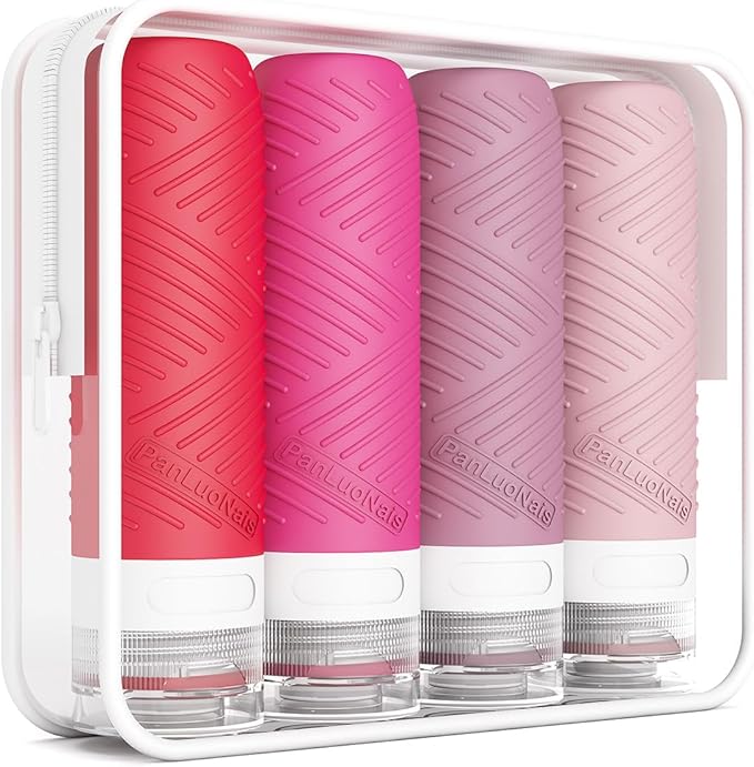 Travel Bottles for Toiletries, Silicone TSA Approved Bottles, Leakproof Shampoo & Toiletry Containers for Airplane, Vacation & Business Trips (pink)