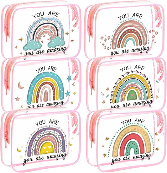 TSA Approved Toiletry Bags 6Pcs- Clear Travel Bag for Toiletries, Carry on Airport Airline Compliant-Bag,Clear Makeup Bag Toiletry bags Quart Size Traveling,Pink