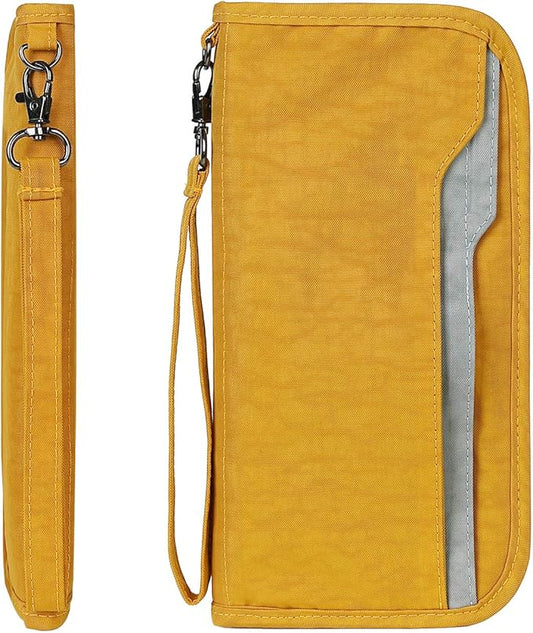 ZOPPEN Passport Holder Family RFID Passport Wallet, Passport Holder Women/Men, Travel Wallet Documents Organizer Zipper Case with Removable Wristlet Strap, Travel Essentials for Flying