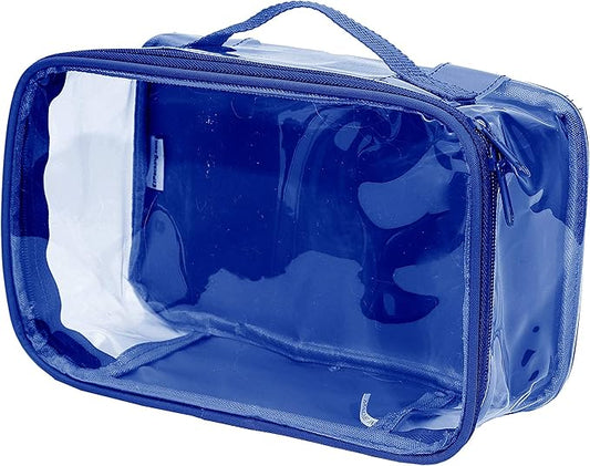 Small Clear Travel Packing Cube/See Through PVC Plastic Pouch for Carry On Suitcase, Backpack or Diaper Bag/Transparent Multipurpose Accessories, Makeup & Underwear Organizer (Royal Blue)