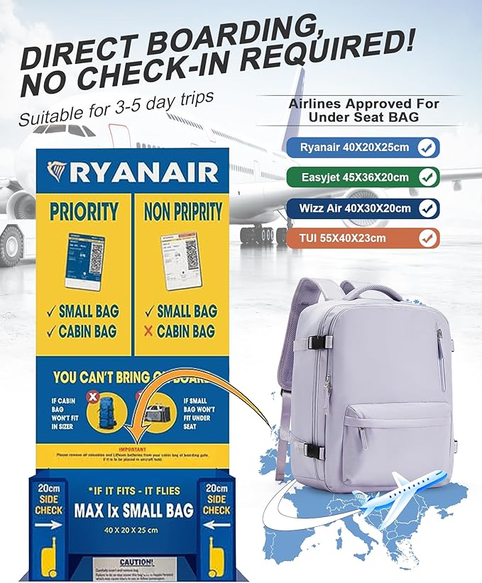 VGCUB Lightweight Travel Backpack for Women Men,Carry on Backpack Flight Approved Luggage,Water Resistant Laptop College Work Backpack Personal Item Daypack Bookbag Mochila de Viaje,Purple taro