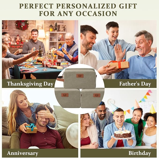 Janhavi Waterproof Travel size Toiletries Bag,Customized Gifts for Men,Makeup Organizer Foldie Bag,Mens Toiletry Bag, Engraved Initials & Wheat Ear,Travel Essentials Men(Olive Green R)