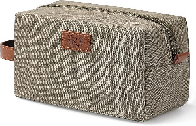 Janhavi Waterproof Travel size Toiletries Bag,Customized Gifts for Men,Makeup Organizer Foldie Bag,Mens Toiletry Bag, Engraved Initials & Wheat Ear,Travel Essentials Men(Olive Green R)