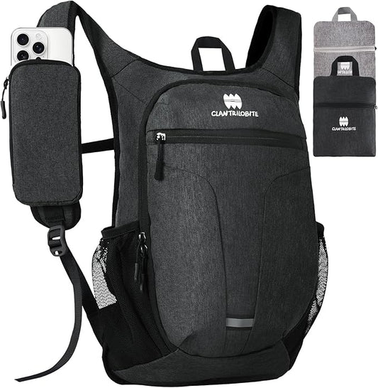 20L Small Hiking Backpack for Women - Lightweight Packable Backpack for Men, Waterproof Foldable Daypack for Travel, Hiking, and Daily Use, Adjustable Chest Strap Multiple Pockets, Black