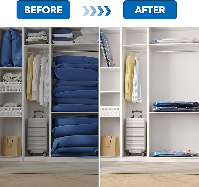 Vacuum Storage Bags with Electric Air Pump 16 Combo (4 Jumbo/4 Large/4 Medium/4 Small), Plastic Packaging Bags,Travel Vacuum Bags For Luggage,Clothes, Pillows, Comforters, Blankets, Bedding