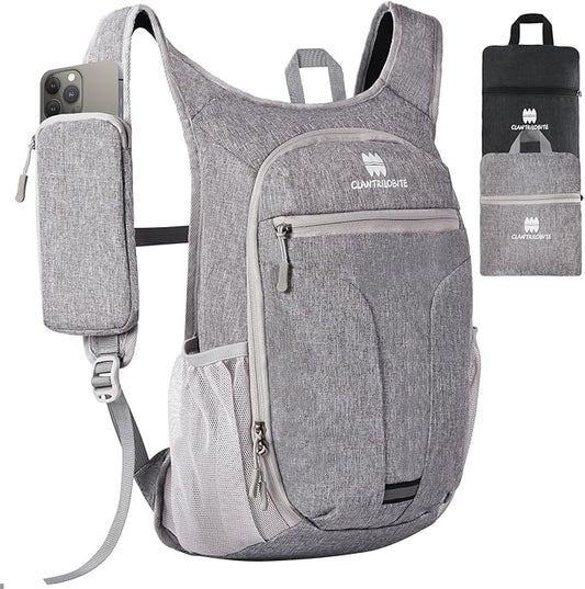 20L Small Hiking Backpack for Women - Lightweight Packable Backpack for Men, Waterproof Foldable Daypack for Travel, Hiking, and Daily Use, Adjustable Chest Strap Multiple Pockets, Gray