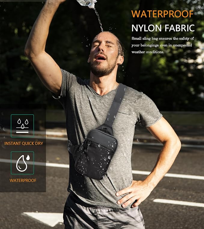 Mini Sling Bag for Men Women, Small Crossbody Waterproof Practical Shoulder Chest Bag for Travel Work Sport