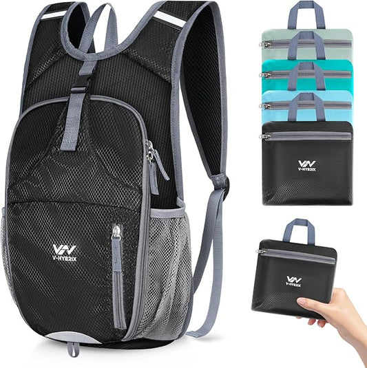 15L Foldable Hiking Backpack,Lightweight Packable Waterproof Machine Washable Daypack with Chest Strap,Small Folding Pack for Travel/Walking for Men&Women-0.52LB Black