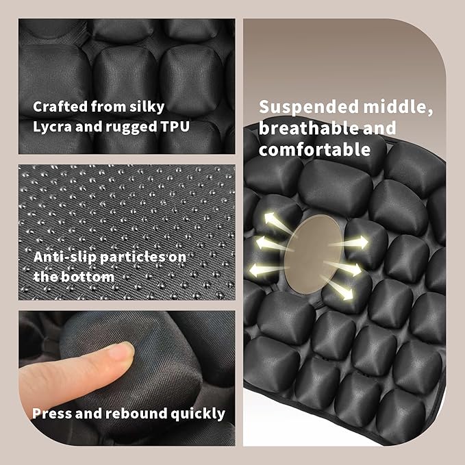 Inflatable Seat Cushion, Airplane Cushion Seat with Storage Bag, Travel Cushion for Airplane Seat, Seat Cushion for Flight, Wheelchair, Office Chair, Car