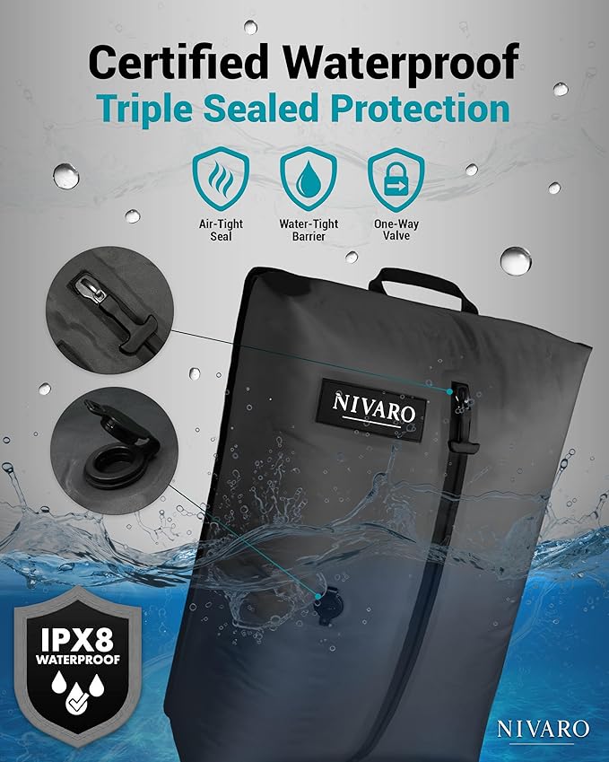 Travel Vacuum Bags with Pump (2-Pack, Large 30L) - IPX8 Waterproof Reusable Compression Bags for Travel, Space Saver Packing Cubes for Luggage, with Wireless Pump