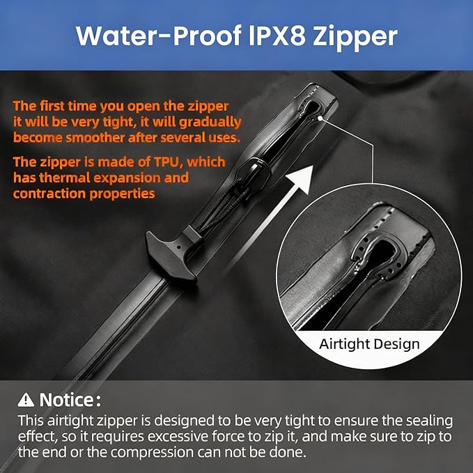 Vacuum Storage Bags for Travel with Portable Pump, Upgraded Vacuum Compression Bags for Travel, IPX8 Waterproof Zipper & 420D Nylon, Includes Electric Pump, Save 60% Luggage Space, 5-7 Day Trip