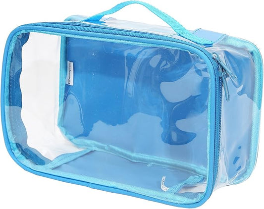 Small Clear Travel Packing Cube/See Through PVC Plastic Pouch for Carry On Suitcase, Backpack or Diaper Bag/Transparent Multipurpose Accessories, Makeup & Underwear Organizer w/Handle (Turquoise)