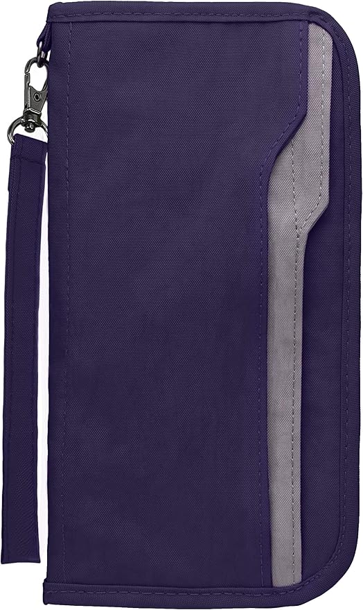 ZOPPEN Passport Holder Family RFID Passport Wallet, Passport Holder Women/Men, Travel Wallet Documents Organizer Zipper Case with Removable Wristlet Strap, Travel Essentials for Flying