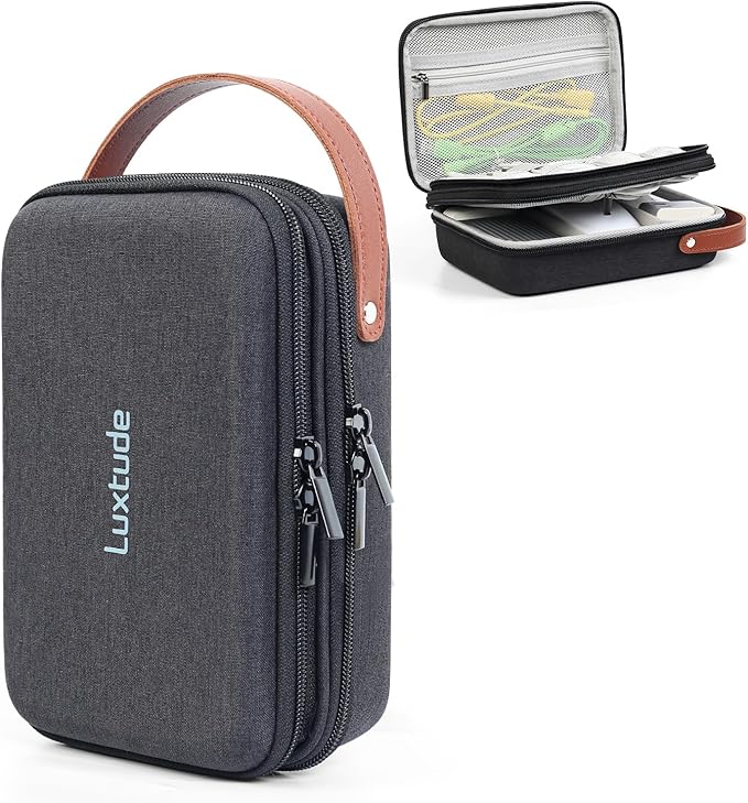 Luxtude Electronics Organizer Travel Case,Double Layer Tech Organizers Travel Case, Hard Charger Organizers, Portable Cable Organizer, Travel Essentials for Charger/Mouse/Cash, Tech Gifts