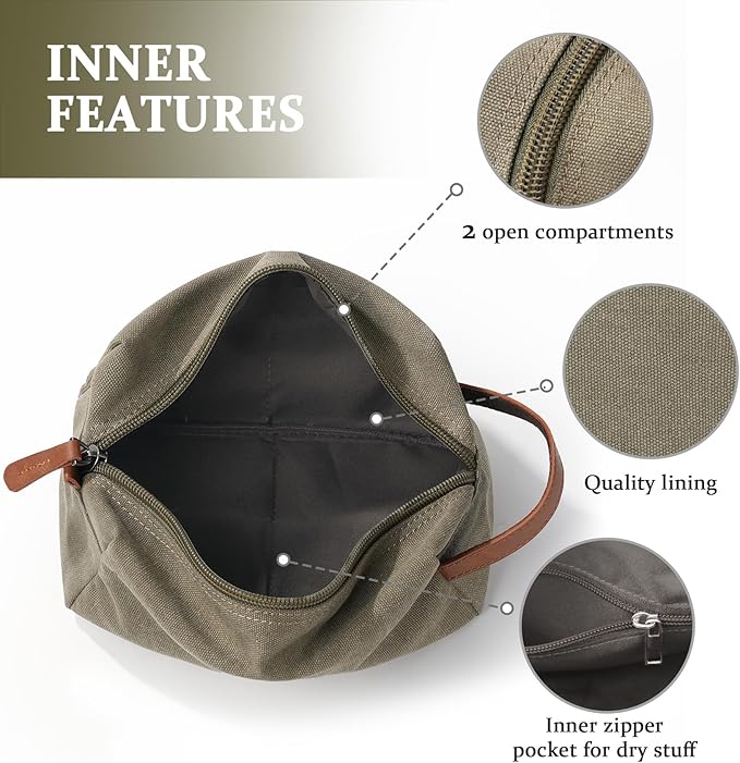 Janhavi Waterproof Travel size Toiletries Bag,Customized Gifts for Men,Makeup Organizer Foldie Bag,Mens Toiletry Bag, Engraved Initials & Wheat Ear,Travel Essentials Men(Olive Green R)