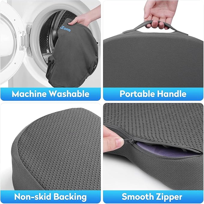 XXL Seat Cushion Office Car Seat Cushion, Memory Foam Cushion for Office Chair, Car Seat, Airplane, Bleacher Non-Slip Chair Pad, Butt Pillow for Desk, Wheelchair, Car