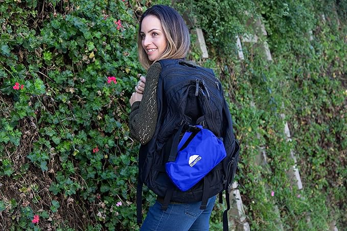 BlueHills Ultra Compact Travel Blanket Pillow in Portable Bag Case Premium Cozy Soft Compact Pack Large Blanket for Airplane Flight Layover Blue - Royal C005